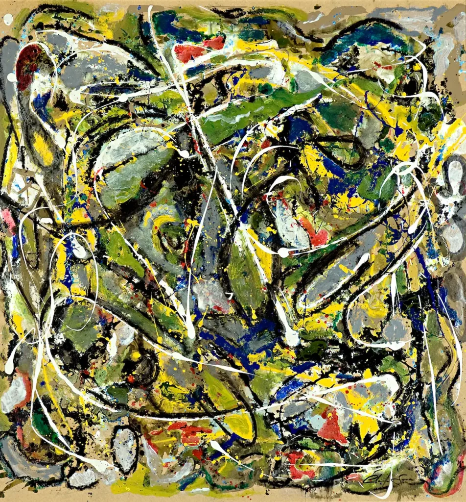 Dialogue - Enamel on Paper - 80cm x 78cm